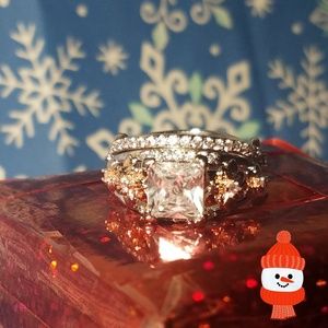 18 kt white gold ring set